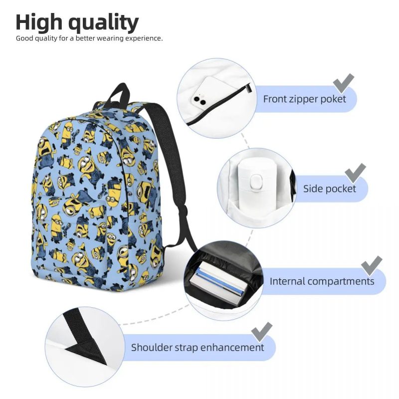 Kawaii Minions Fashion Canvas Backpack – School & Work Daypack - Image 3